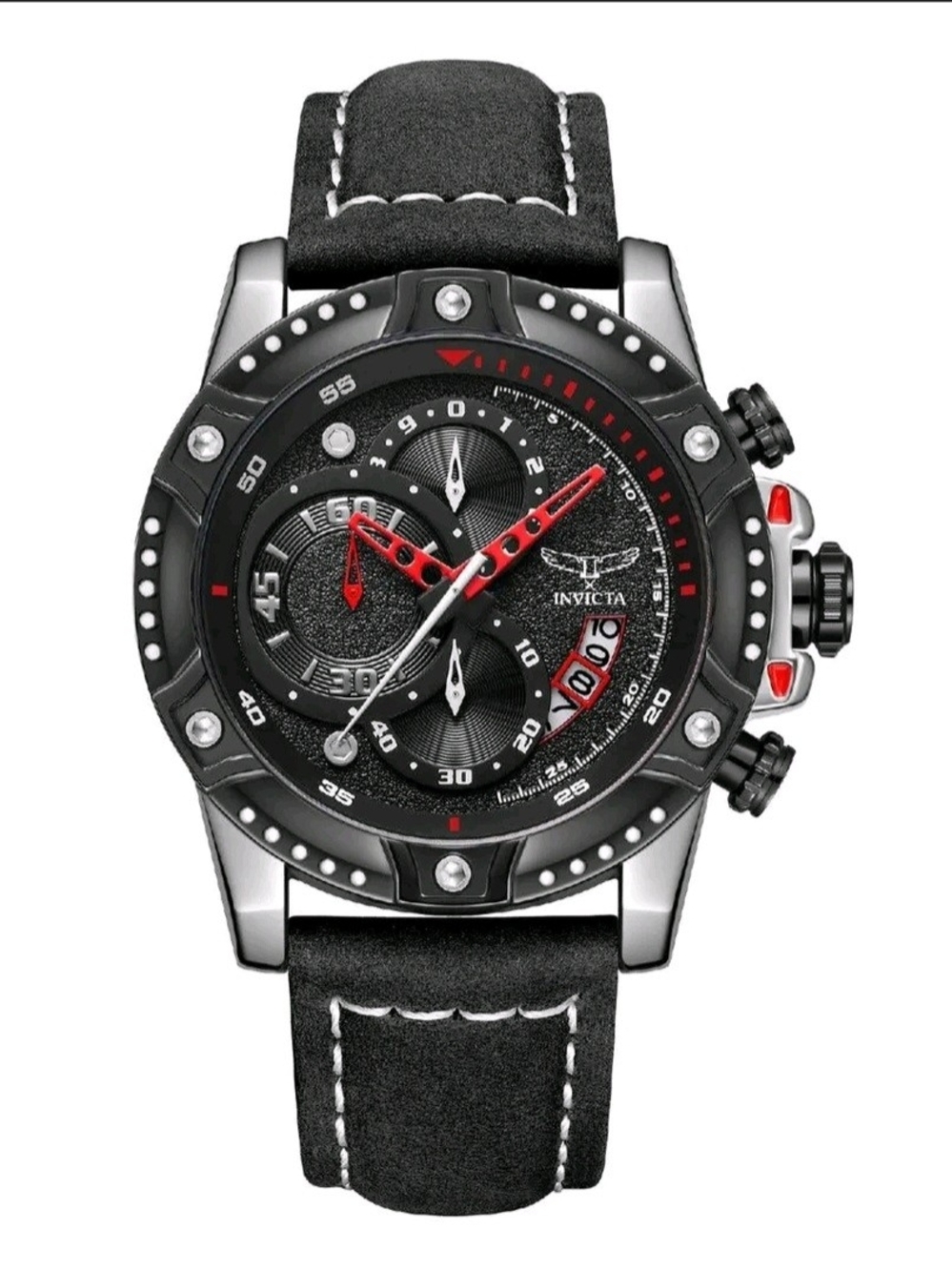 Invicta Men's Black and Red Chronograph Watch